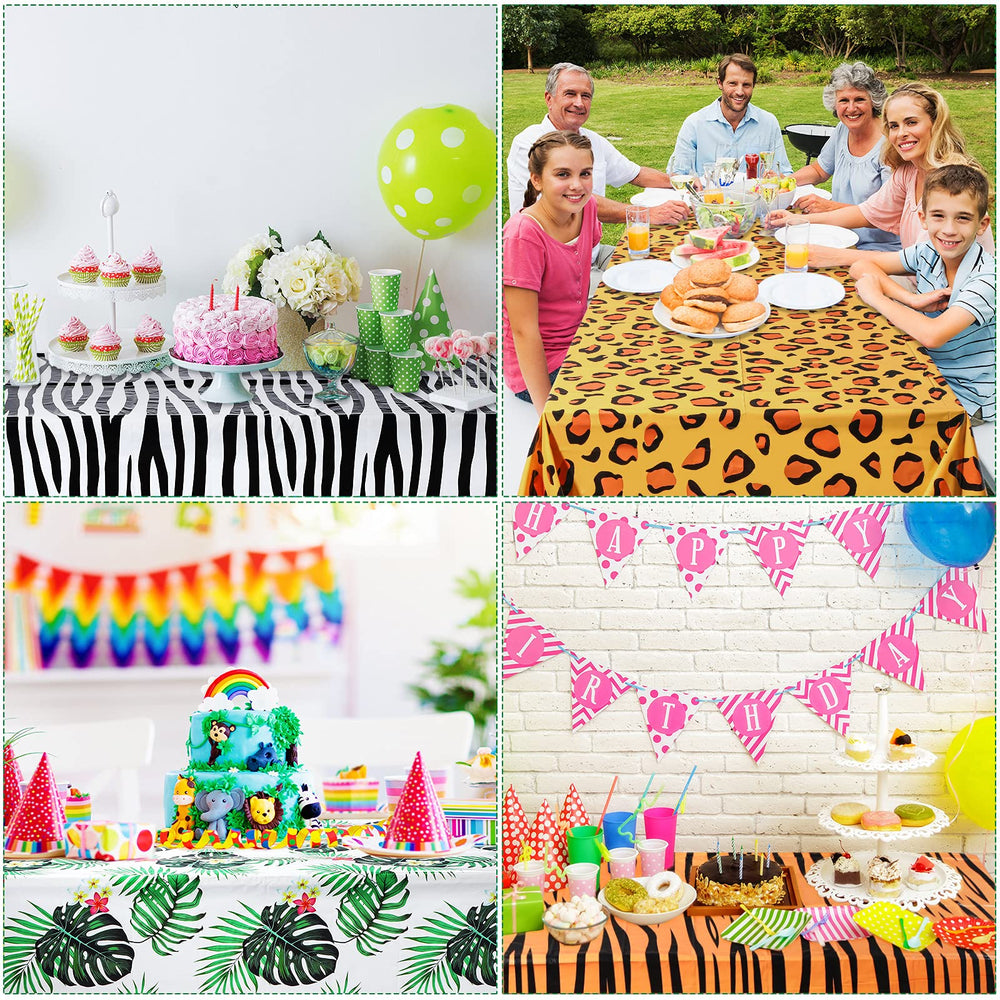 Tatuo safari tablecloth table setup: multi-piece bundle for easy party planning.