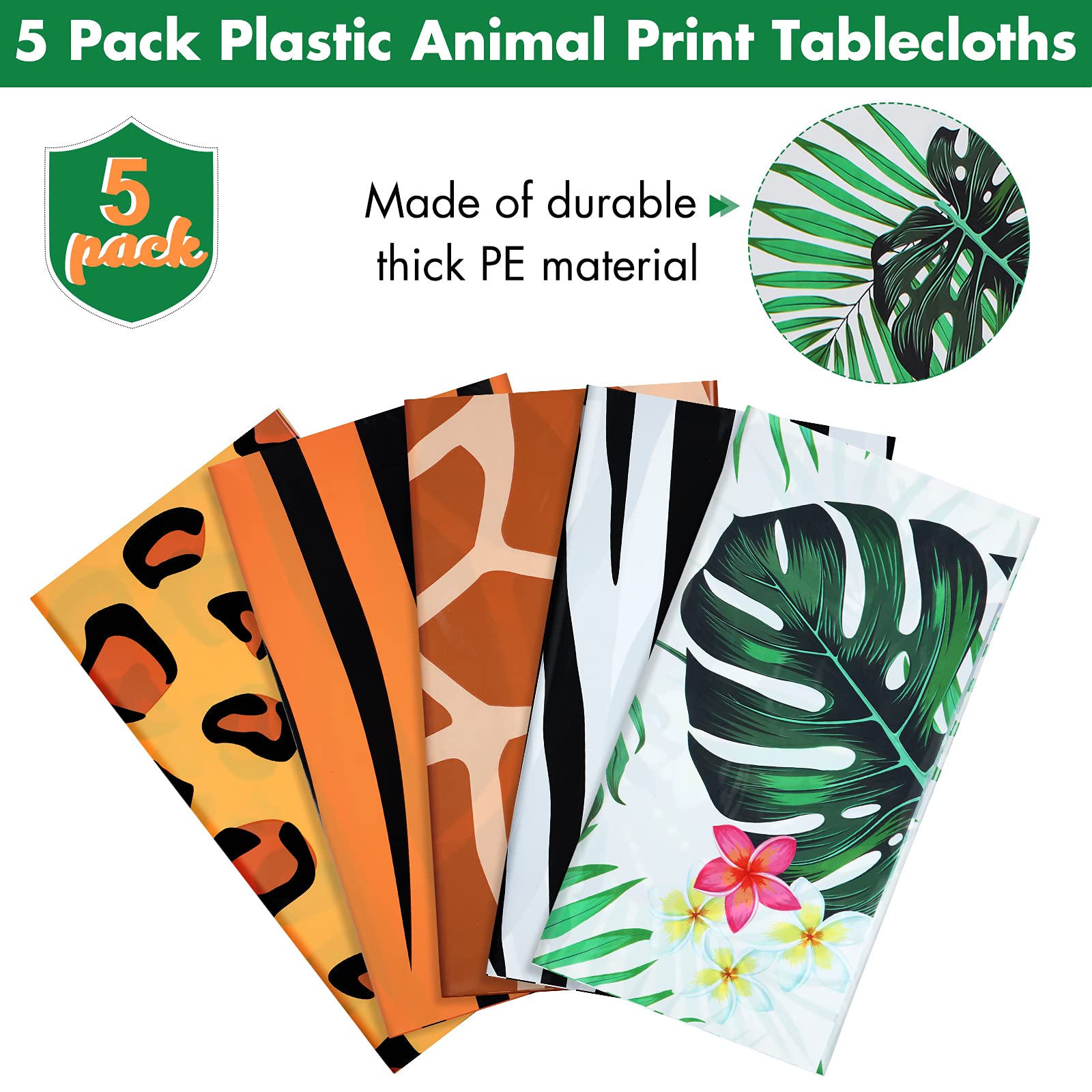 Tatuo safari tablecloth zebra print: high-contrast cover to protect surfaces.