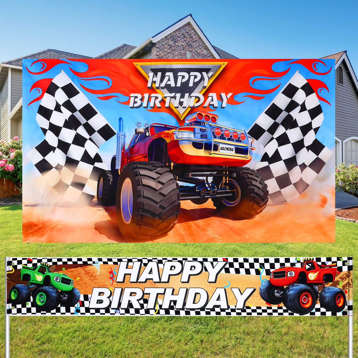 Tatuo truck party backdrop 5x3ft enhances kids' birthday photo moments