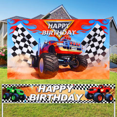 Tatuo truck party backdrop 5x3ft enhances kids' birthday photo moments