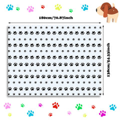 Two-pack of Tatuo puppy paw print tablecloths laid out on a square table