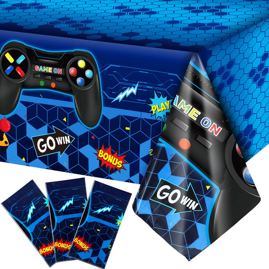 Tatuo video game table cover with controller pattern to protect surfaces during play.