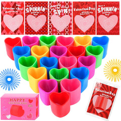 TATWOQ Valentine heart springs toy with cards for classroom gift exchanges and sensory play.