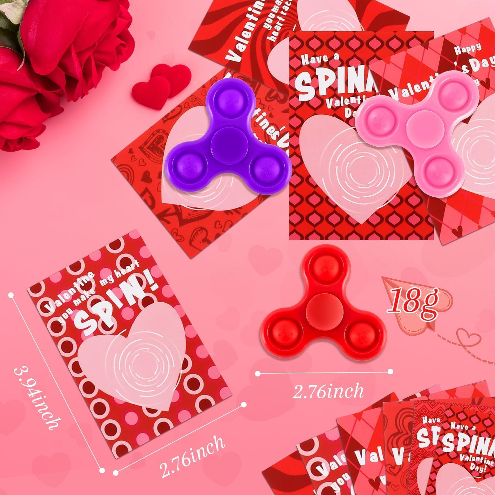 TATWOQ purple Valentines spinner close-up for kid-friendly play