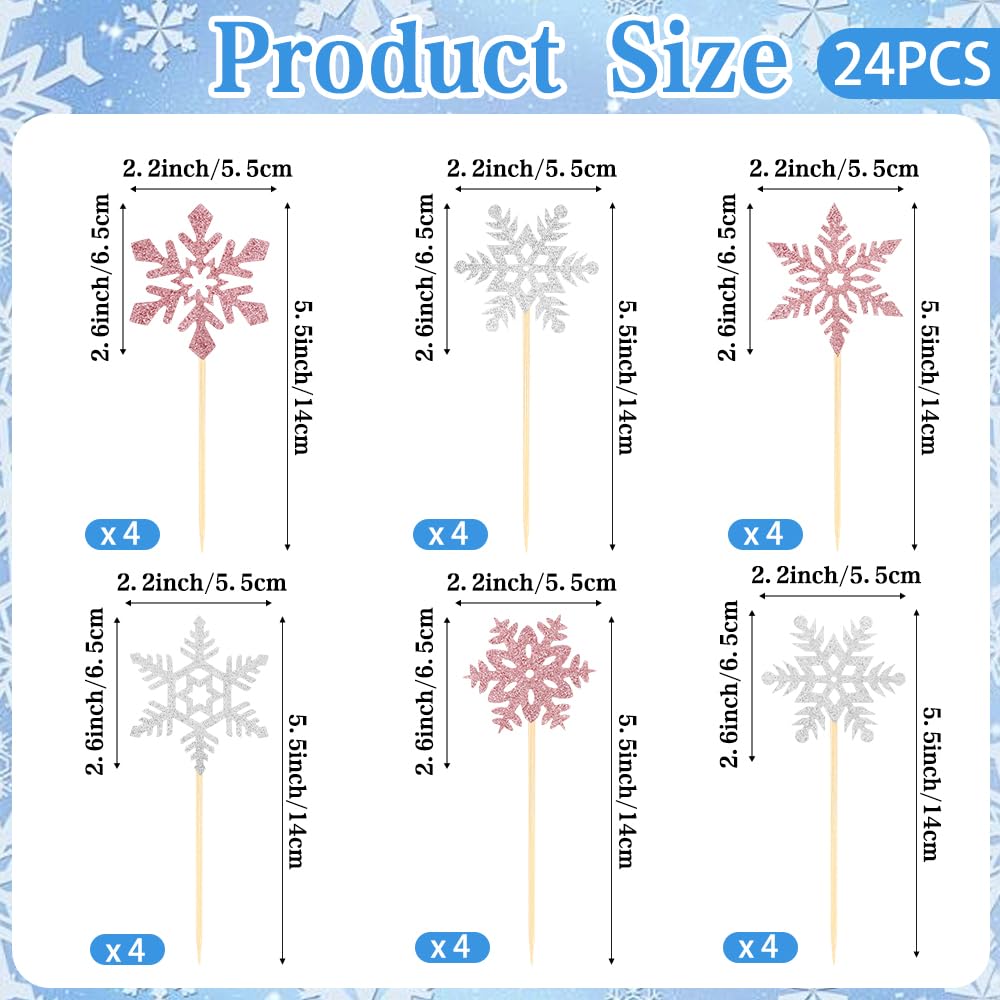 Tauywolci glitter snowflake cake picks ready to decorate treats