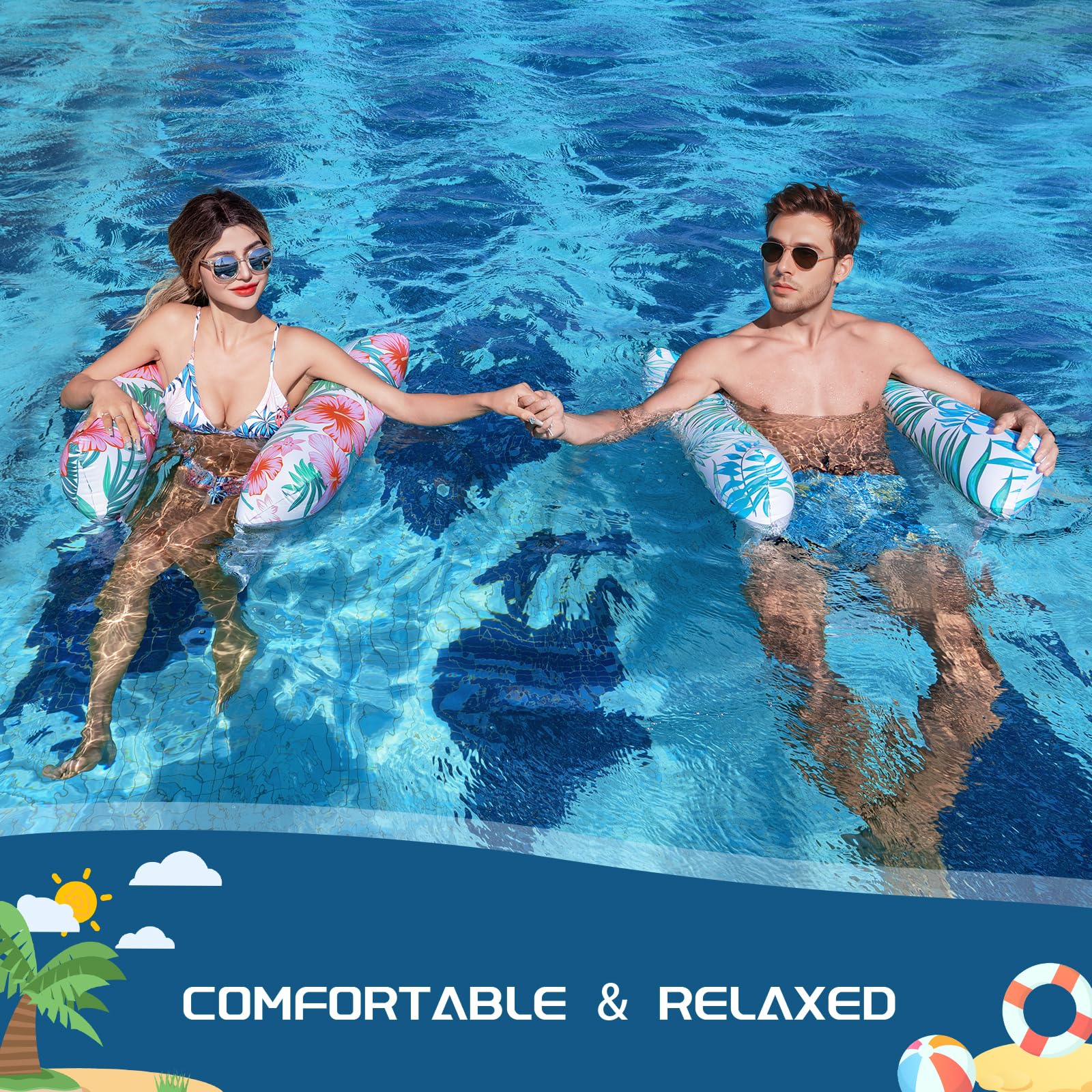 Tavaleu pool floats 2-pack 265 lb load capacity supports many users