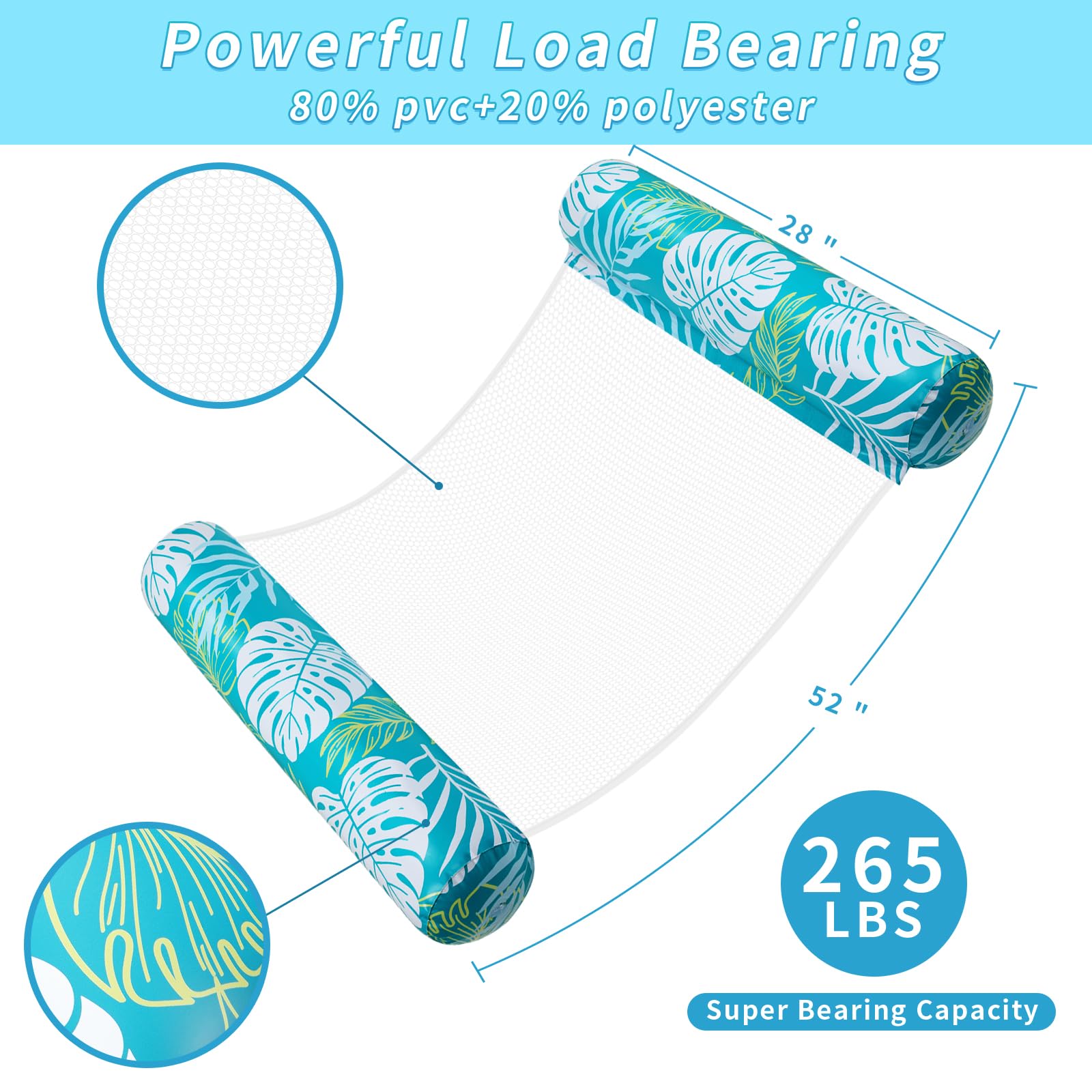 Tavaleu Pool Floats Adult 2-Pack lounge chair mode for comfortable lounging.