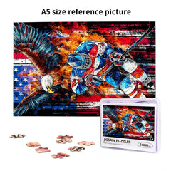 TavoIinda hockey puzzle box image showcases patriotic design and craftsmanship