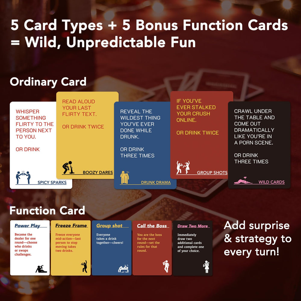 Taxhtext Who's Drunk Now function cards in action add twists to the game