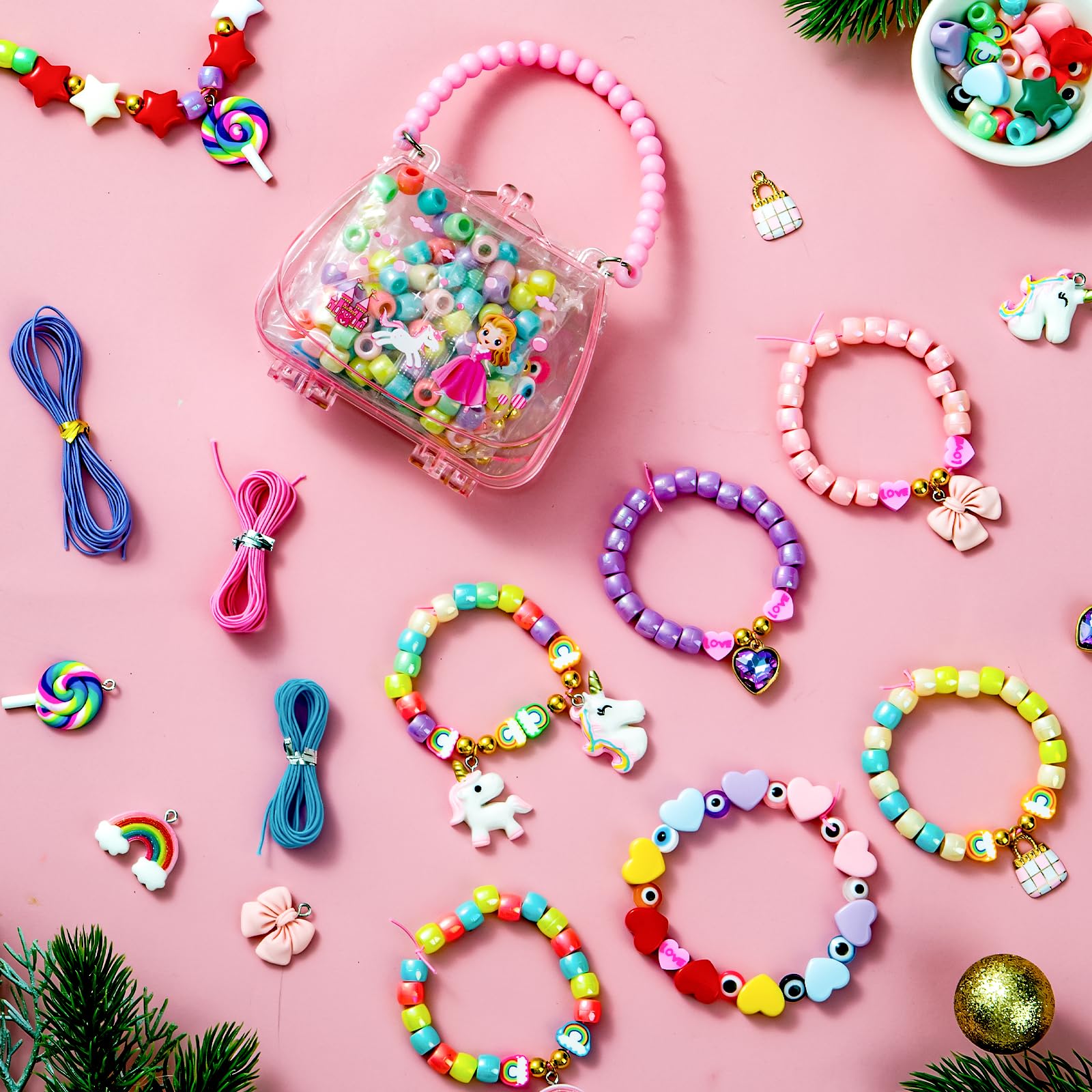 Taybonds sparkling pendants include bows and unicorns for charming bracelet designs.