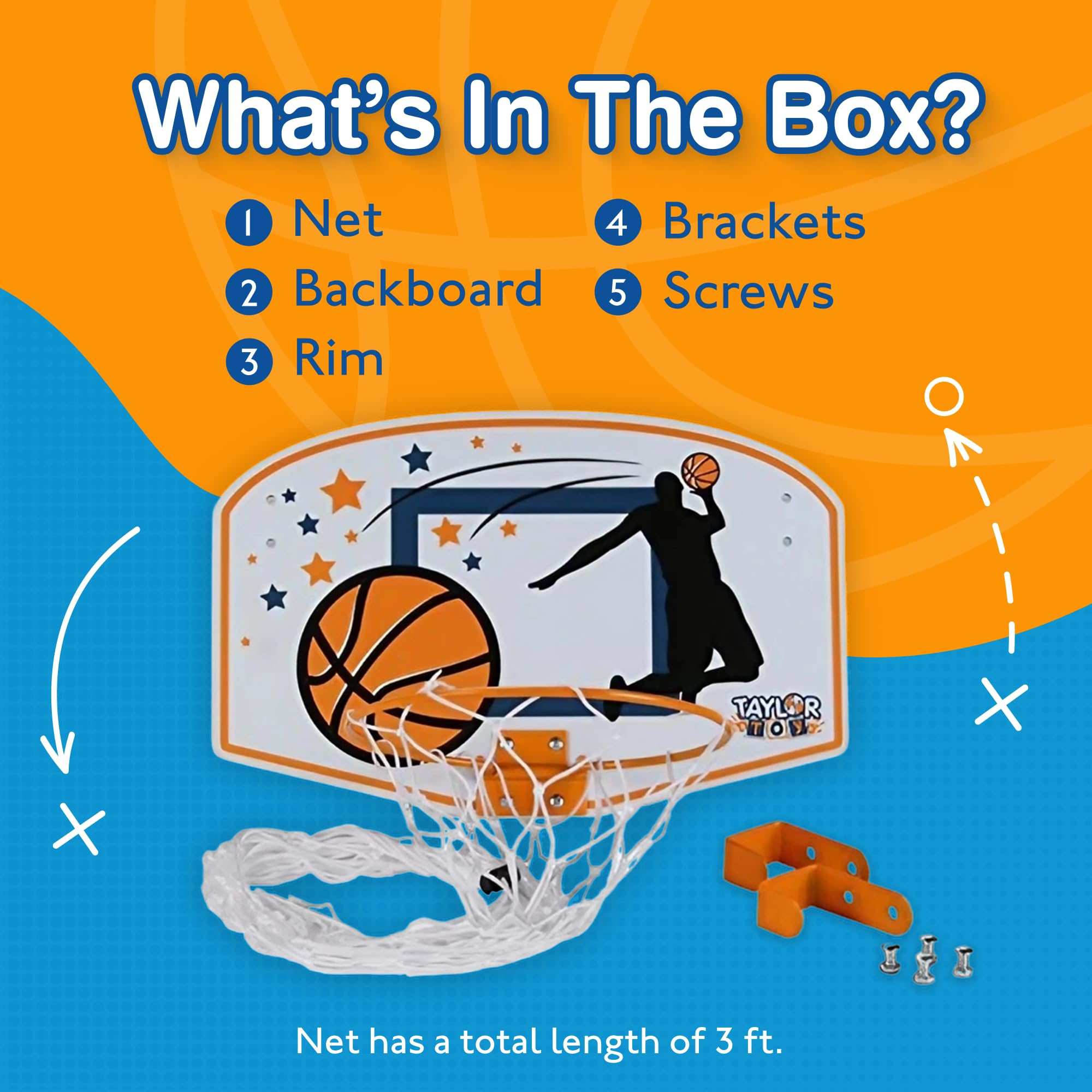 Taylor Toy kids room hoop hamper adds sporty decor and tidy storage.