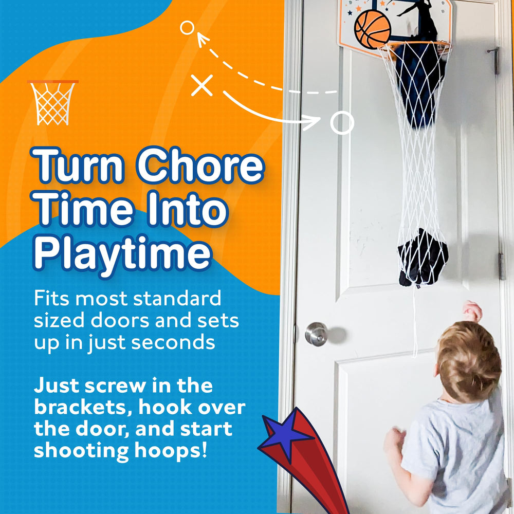 Taylor Toy mesh basket holds clothes while saving floor space in small rooms.