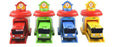 Tayo Bus Playset blue front view demonstrates battery-free, push-powered play.