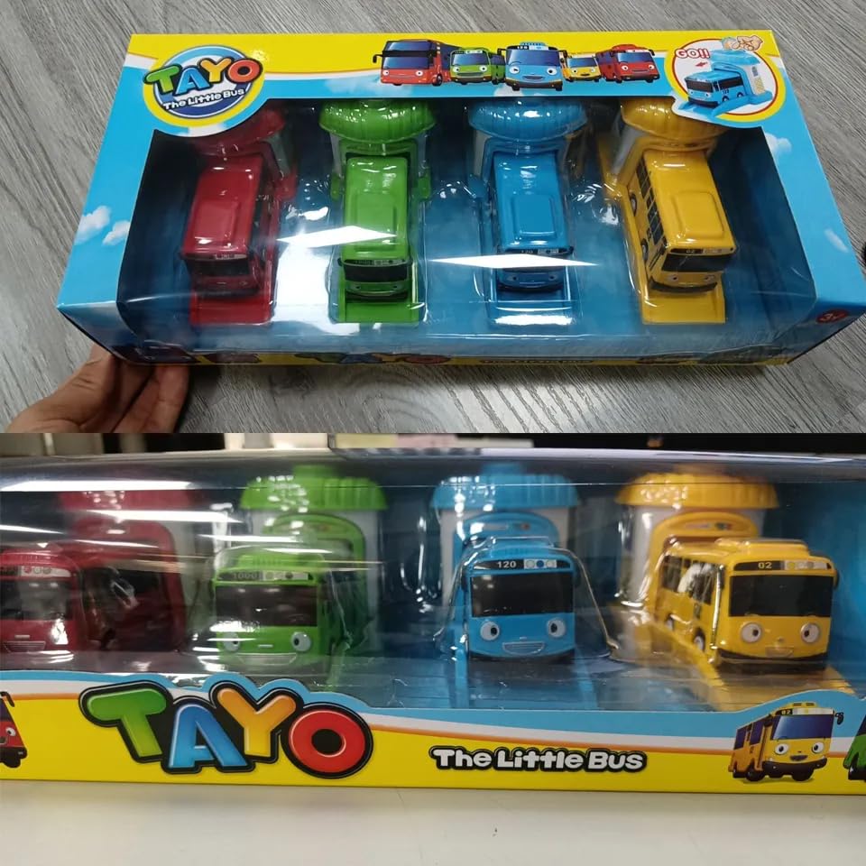 Tayo Bus Playset yellow back view ready for action.