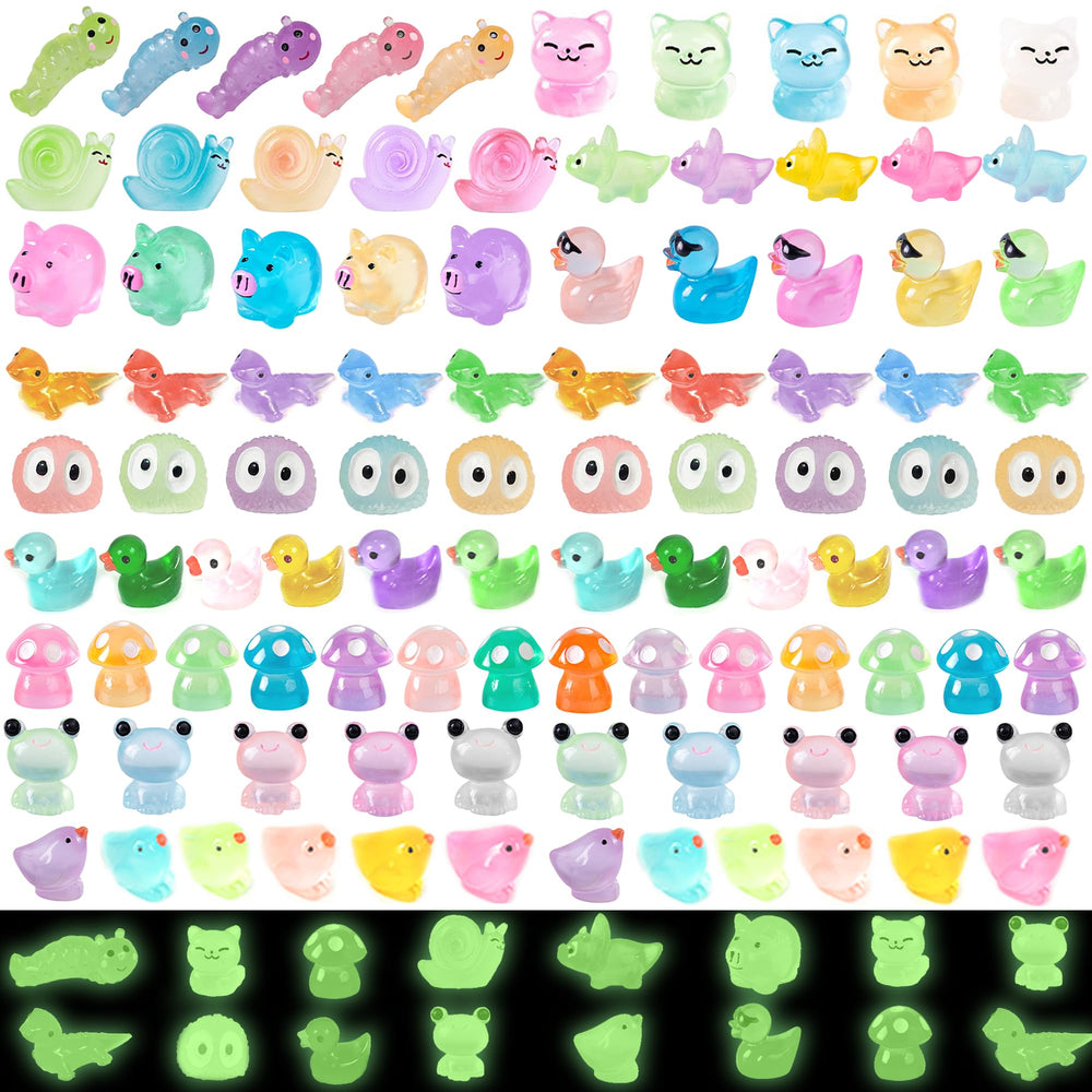 Tazimi glow-in-the-dark resin figurines close-up with crowned figures that glow.