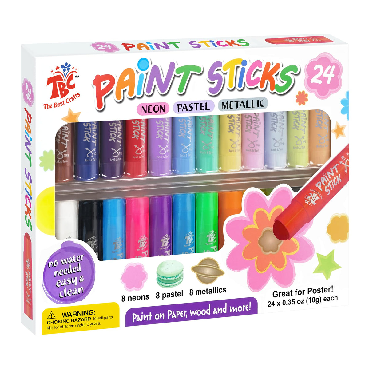 TBC The Best Crafts paint sticks close-up with vibrant colors for bold artwork.