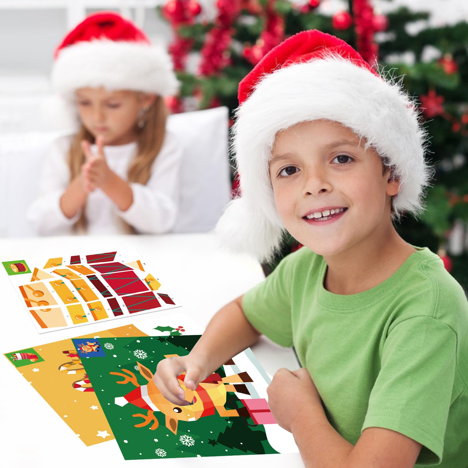 TBEEJ Christmas Sticker Paint Book pages with color-by-number patterns