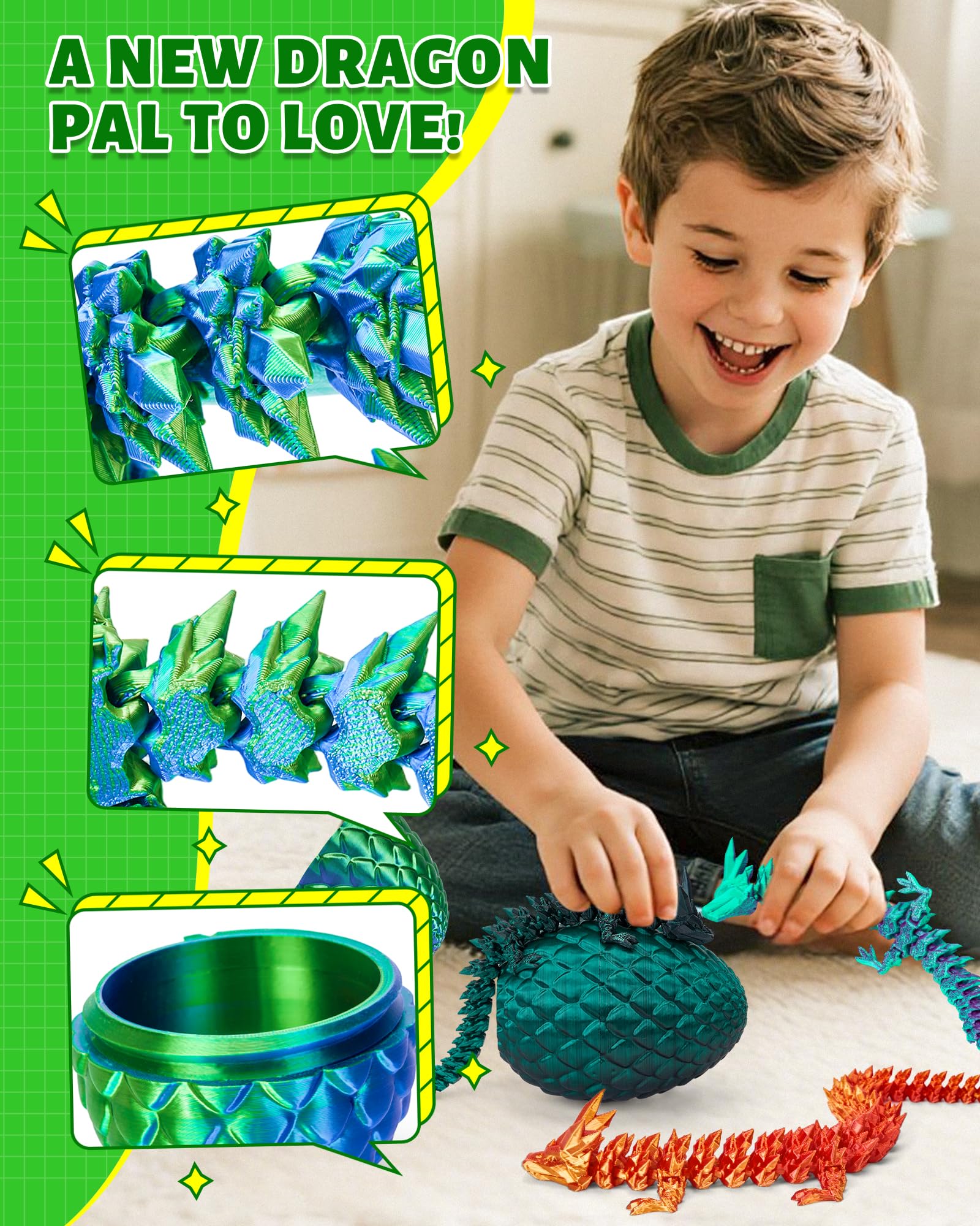 TBOLINE dragon egg interior reveals a dragon figure for imagination.