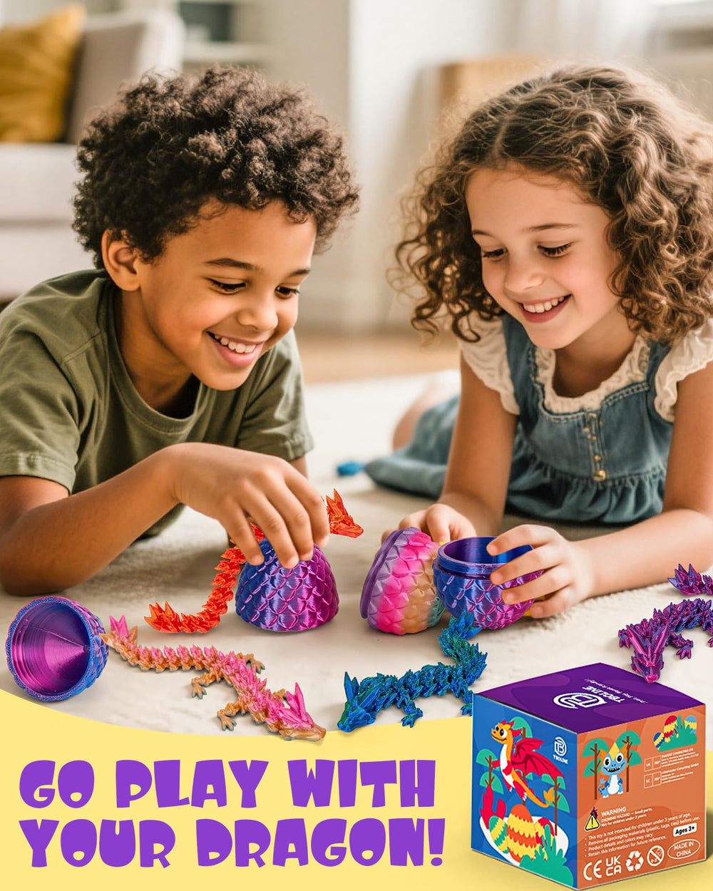TBOLINE Easter dragon egg yellow hides a crystal dragon for sensory play.