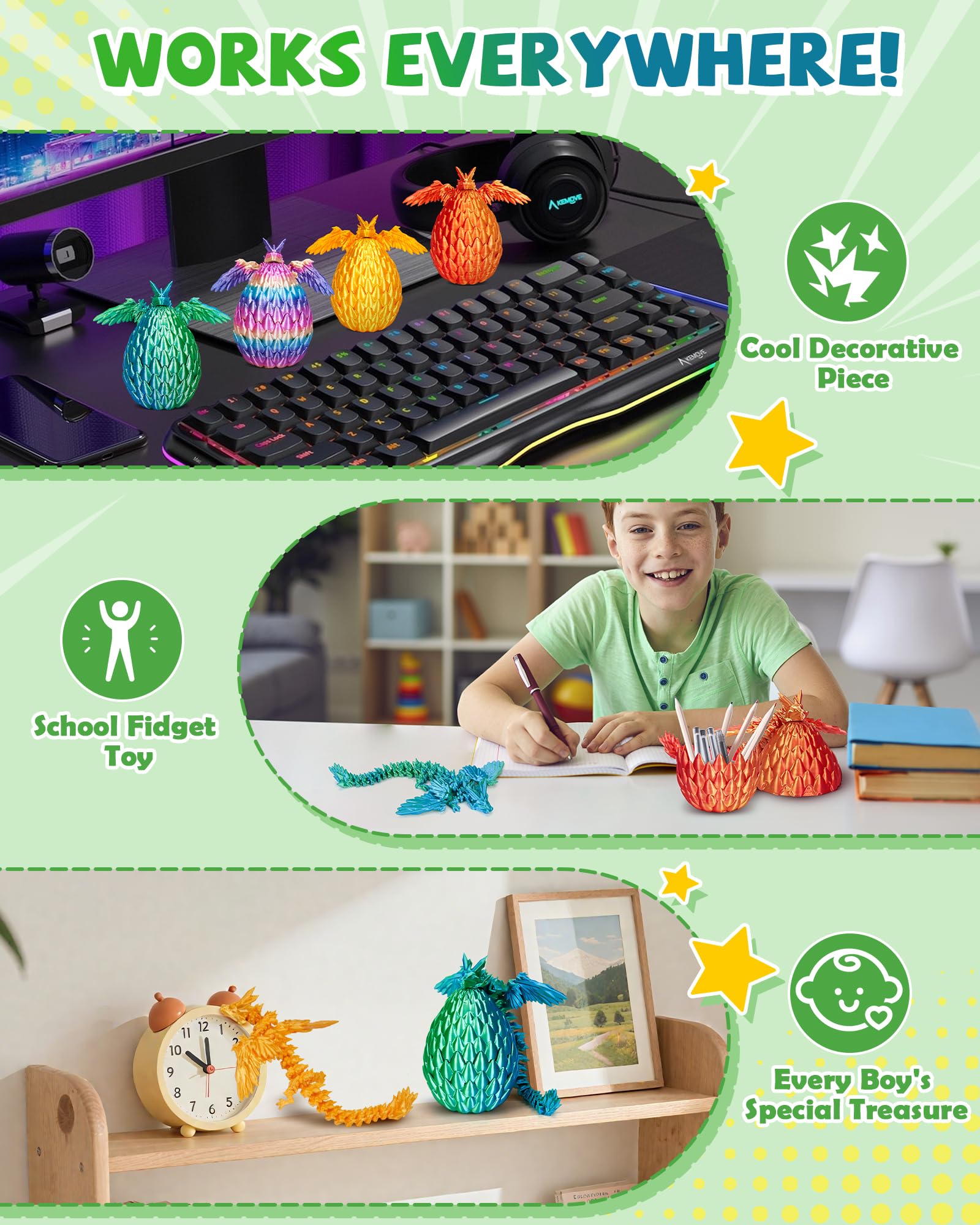 TBOLINE eco-friendly PLA dragon egg set; safe classroom and gifting option.