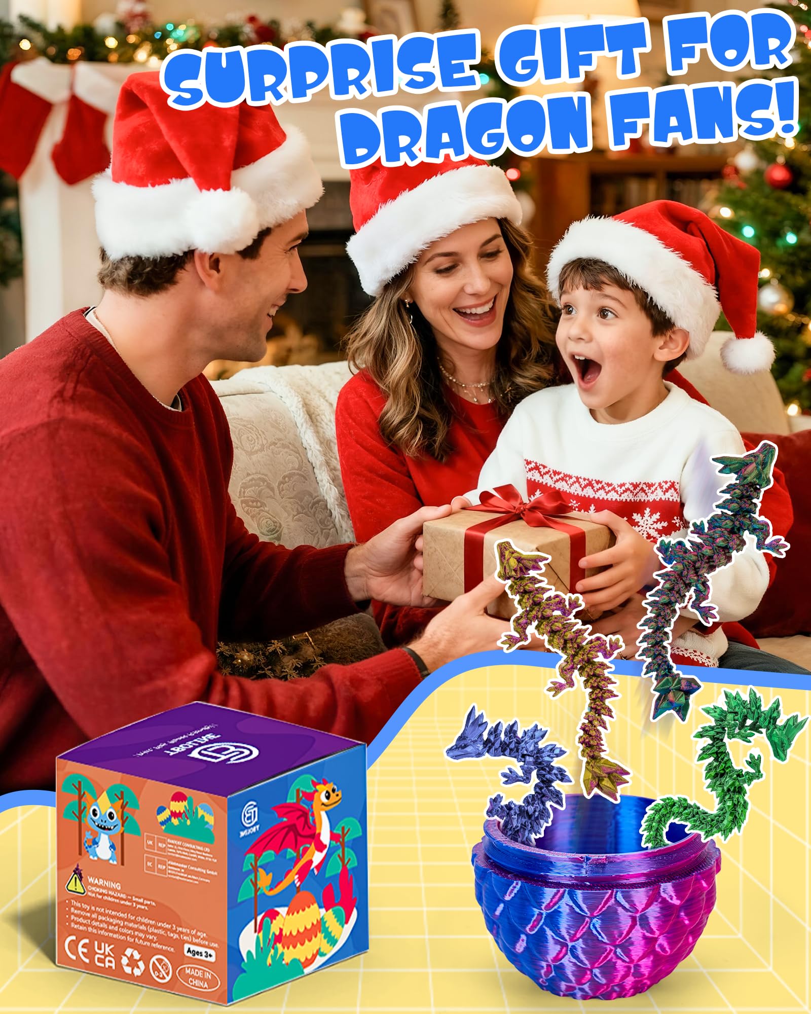 TBOLINE fidget dragon poseable: tactile toy to calm hands and spark creativity.