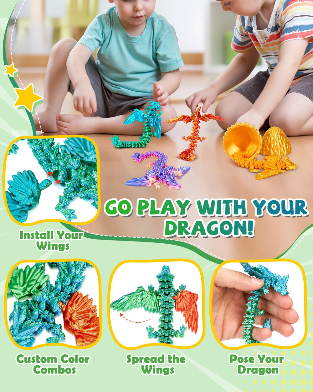 TBOLINE dragon with removable wings; customizable creature design for creative games.