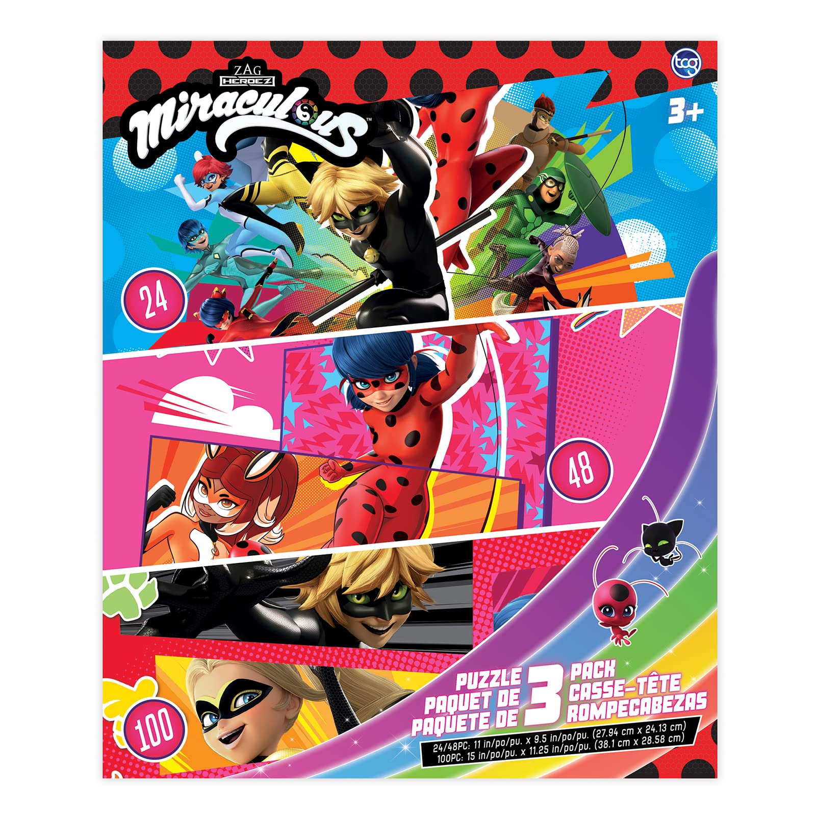 TCG Toys Miraculous Ladybug 3-in-1 puzzle assembly with vibrant, kid-friendly pieces
