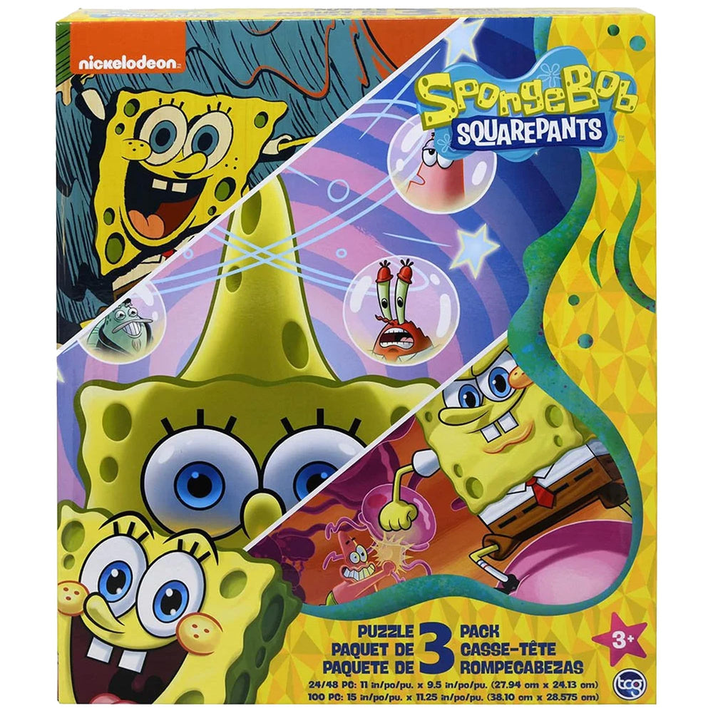 TCG Toys SpongeBob 3-in-1 puzzle with 24 pieces, colorful characters support early learning