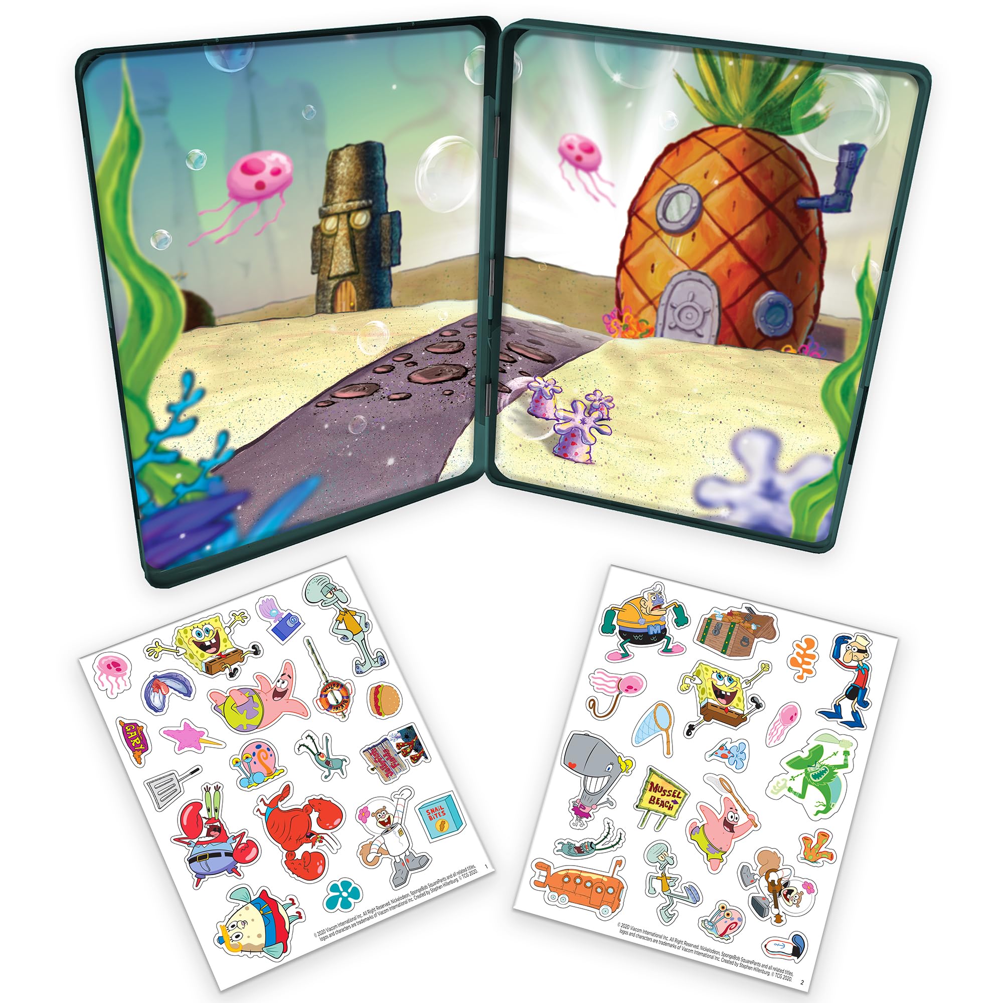 TCG Toys SpongeBob Magnetic Creations storage tin keeps magnets organized on the go.