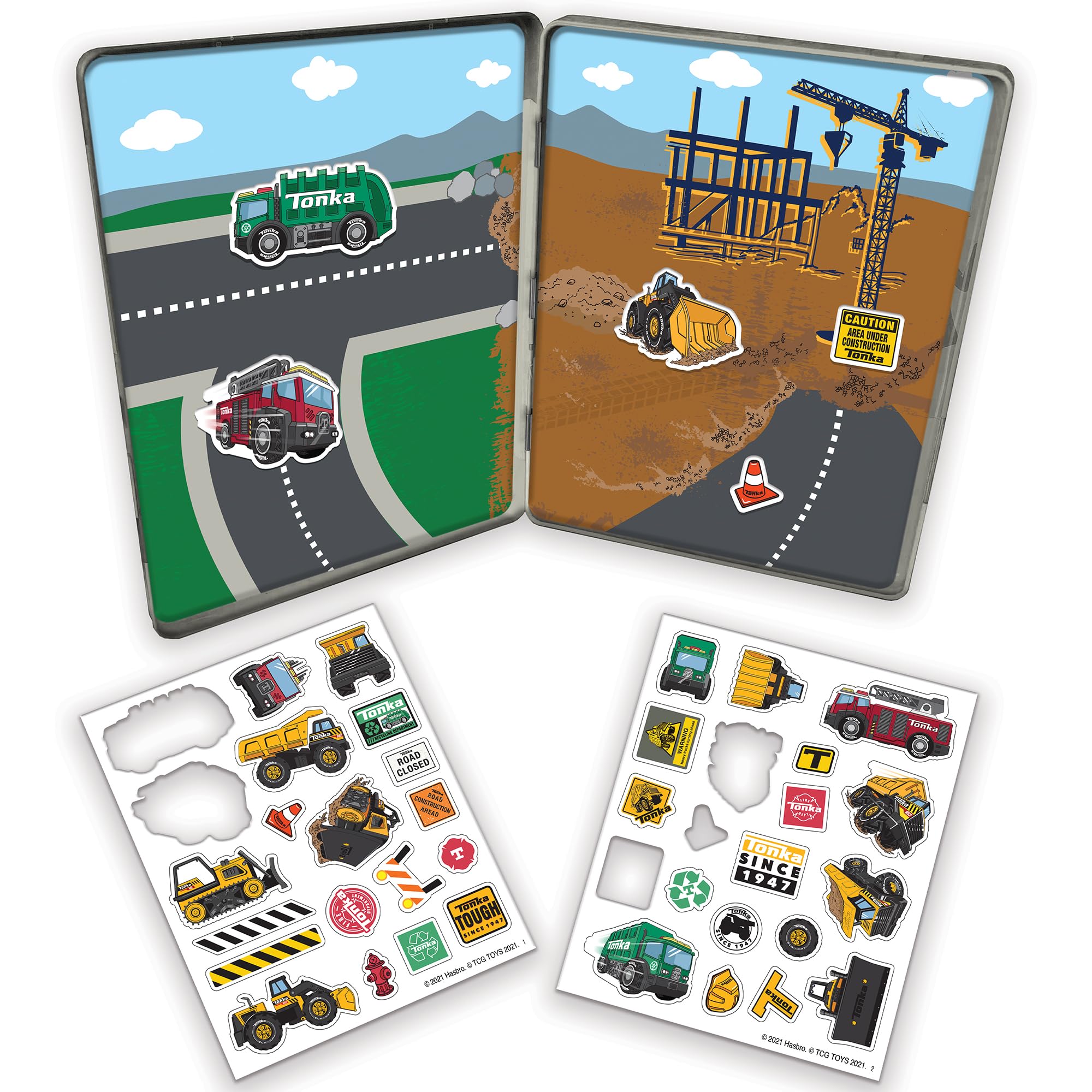 Open tin reveals magnetic pieces ready for imaginative storytelling on the go.