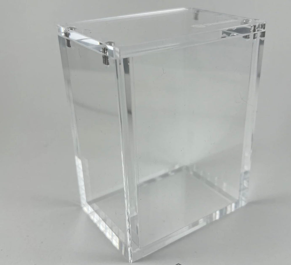 TCGHalo booster bundle acrylic case with sliding lid for secure, UV-protected display