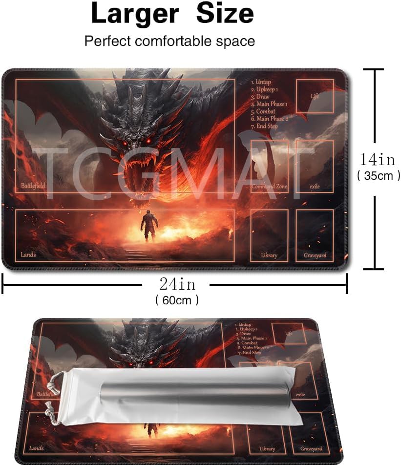 TCGMAT MTG Playmat 24x14 inch size for versatile game setup.