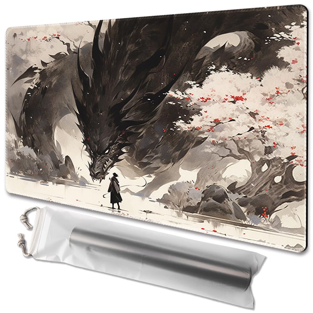 TCGMAT Shadow Dragon Playmat 24x14 inches for smooth MTG play