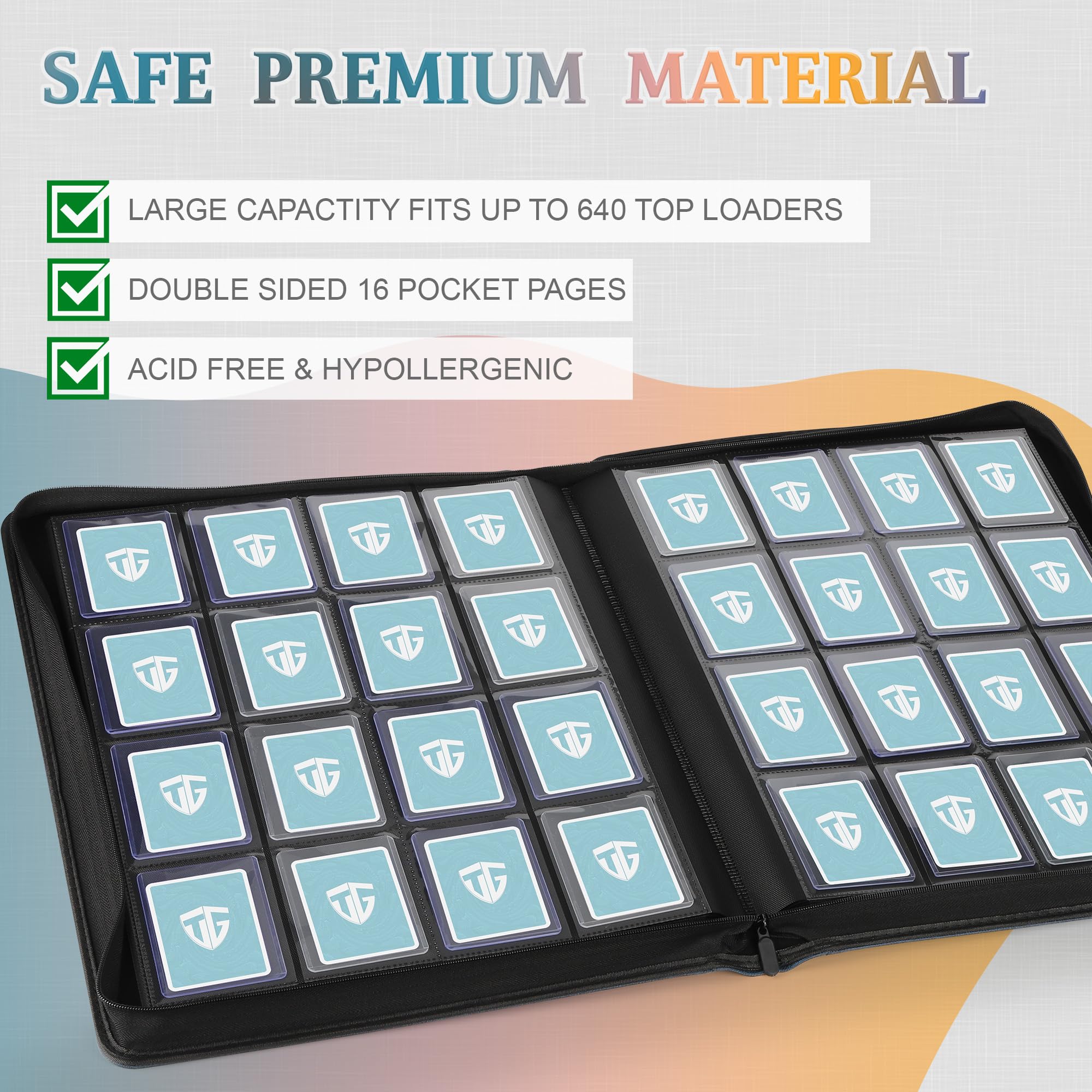 TCGUARD binder sleeves display clear view of cards for quick browsing.