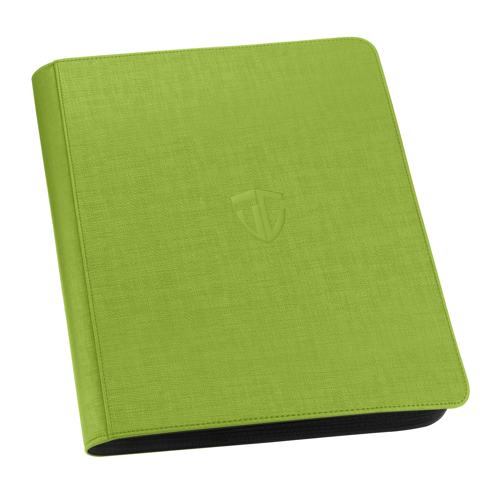 TCGUARD Toploader Binder with 216-card capacity in a green finish, ideal for organized collections.