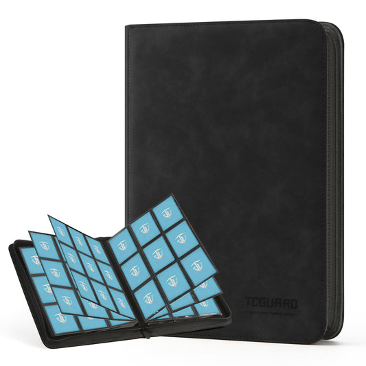 TCGUARD trading card binder front cover showing durable PU shell for travel.