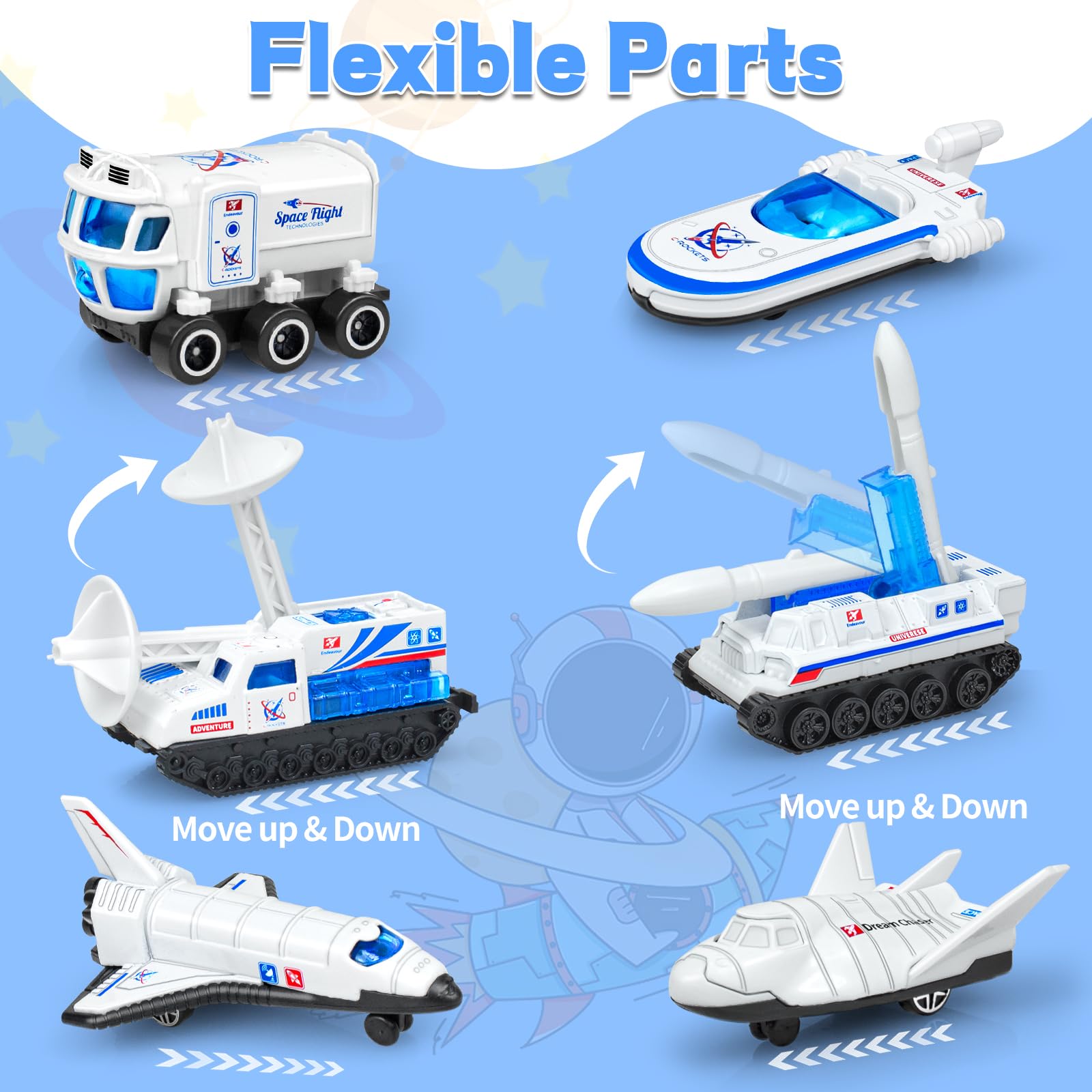 Tcvents space plane toy with movable parts for interactive play