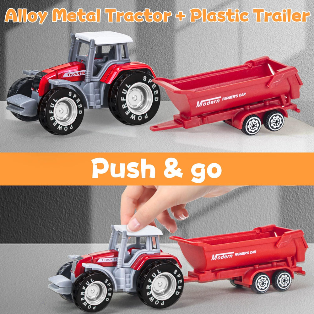 Tcvents dump trailer tractor toy highlights detachable features for versatile setups.