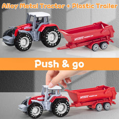 Tcvents dump trailer tractor toy highlights detachable features for versatile setups.