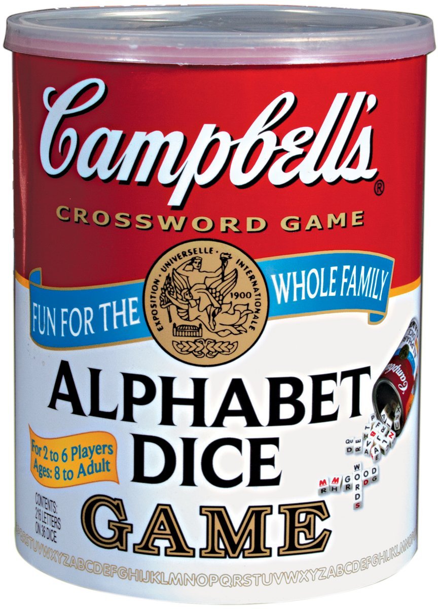 TDC Games Campbell's Alphabet Dice Game crosswords on the playfield inspire social wordplay