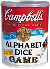 TDC Games Campbell's Alphabet Dice Game crosswords on the playfield inspire social wordplay