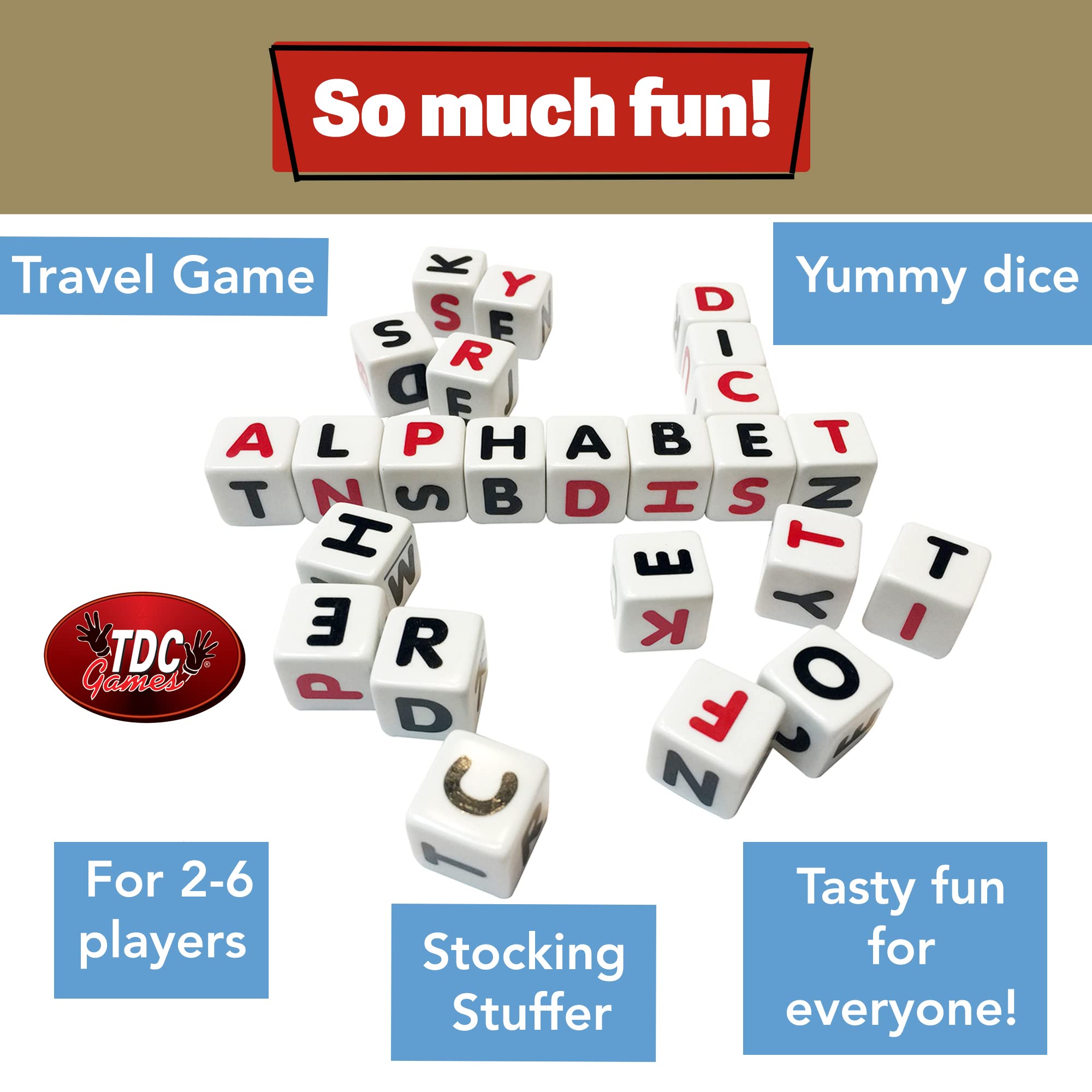 TDC Games Campbell's Alphabet Dice Game family night setup for group fun