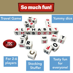 TDC Games Campbell's Alphabet Dice Game family night setup for group fun
