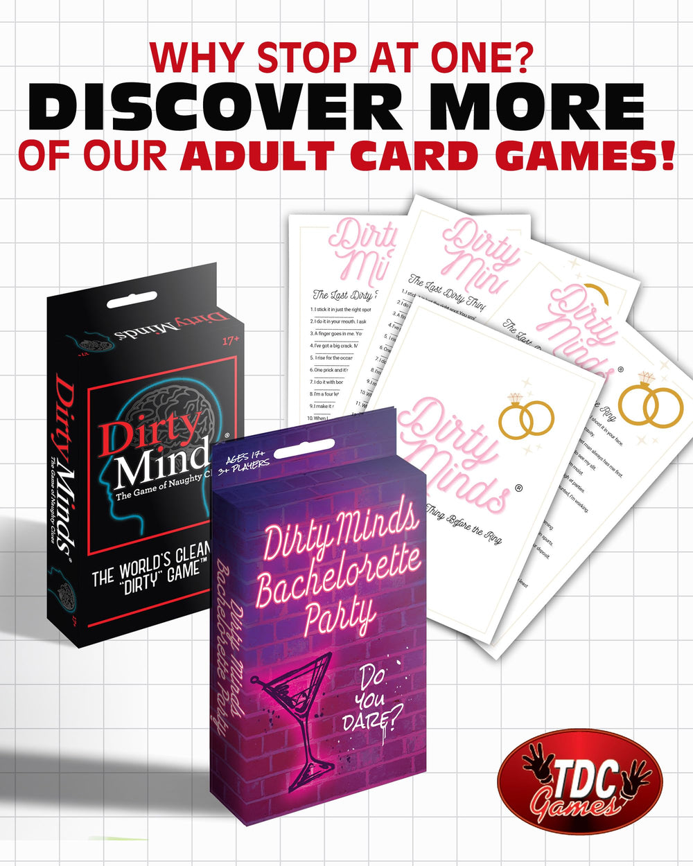 TDC Games Travel Dirty Minds travel game box — durable portable entertainment