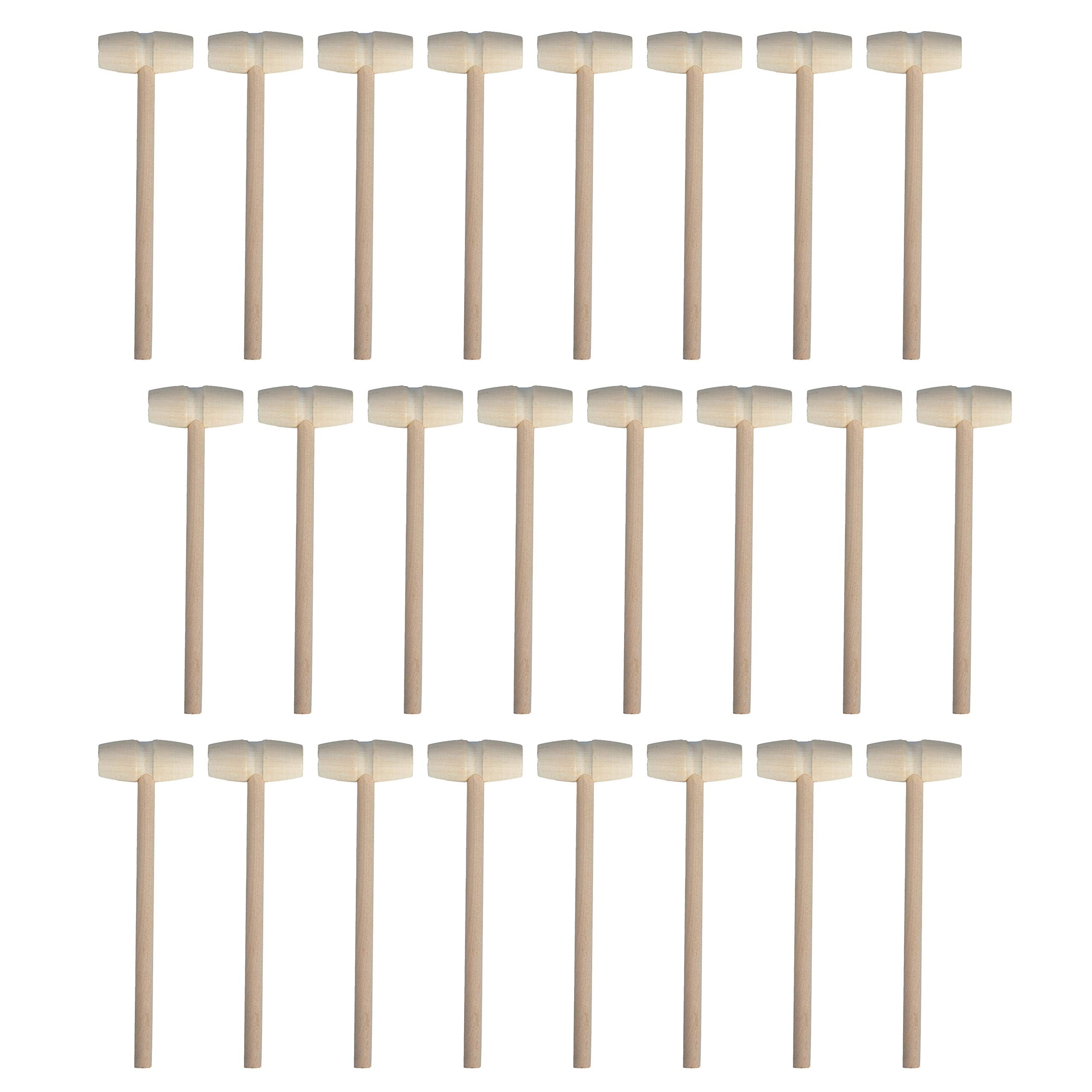 TDOCK 24-piece mini wooden hammers with natural wood finish for durable play