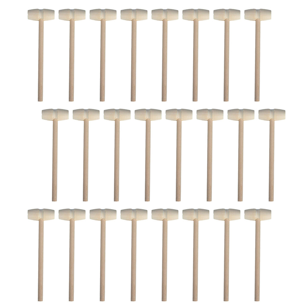 TDOCK 24-piece mini wooden hammers with natural wood finish for durable play