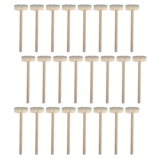 TDOCK 24-piece mini wooden hammers with natural wood finish for durable play