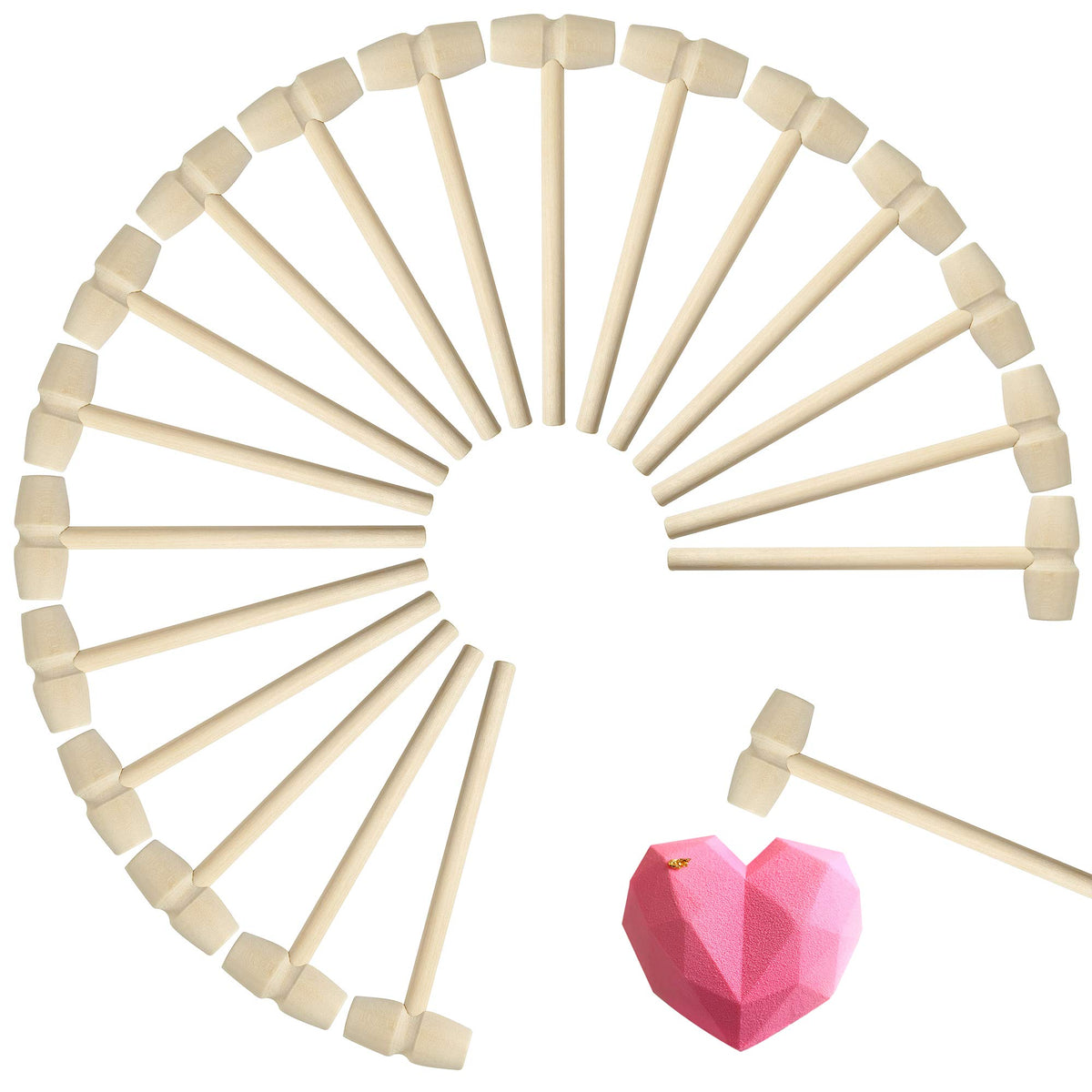 TDOCK mini wooden hammers for breakable chocolate, smooth finish and easy grip