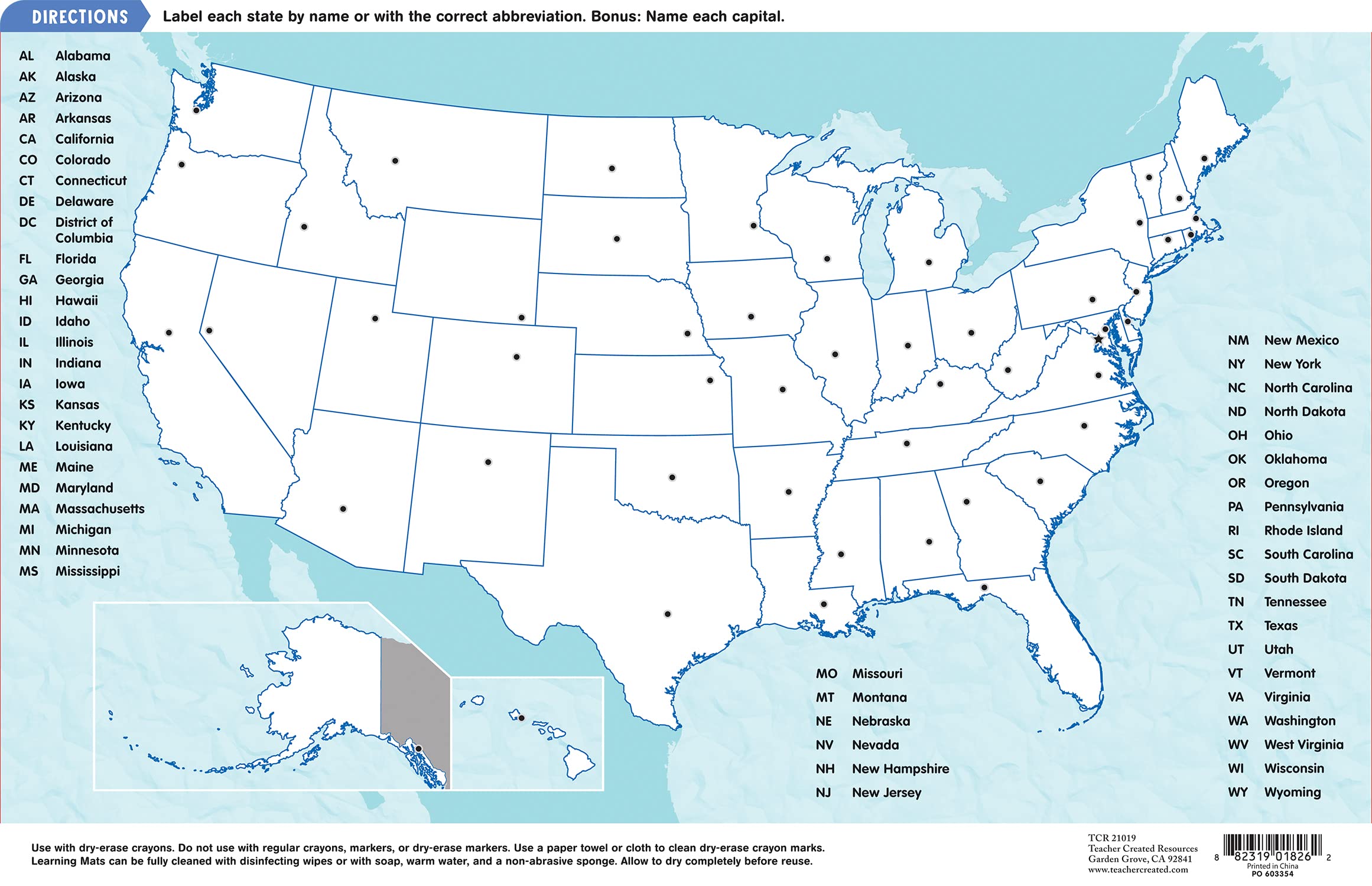 Teacher Created Resources USA Map Learning Mat students learning geography on the go