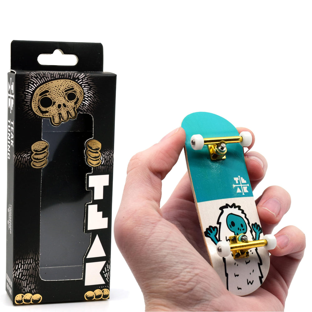 Teak Tuning Teal Yeti graphic deck with a glossy maple finish for smooth control